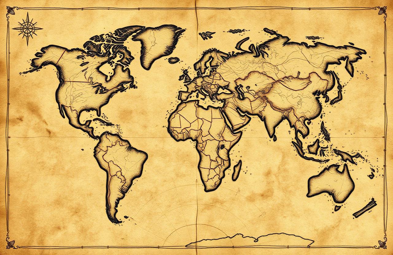 Aged parchment map of the realm of Enthos
